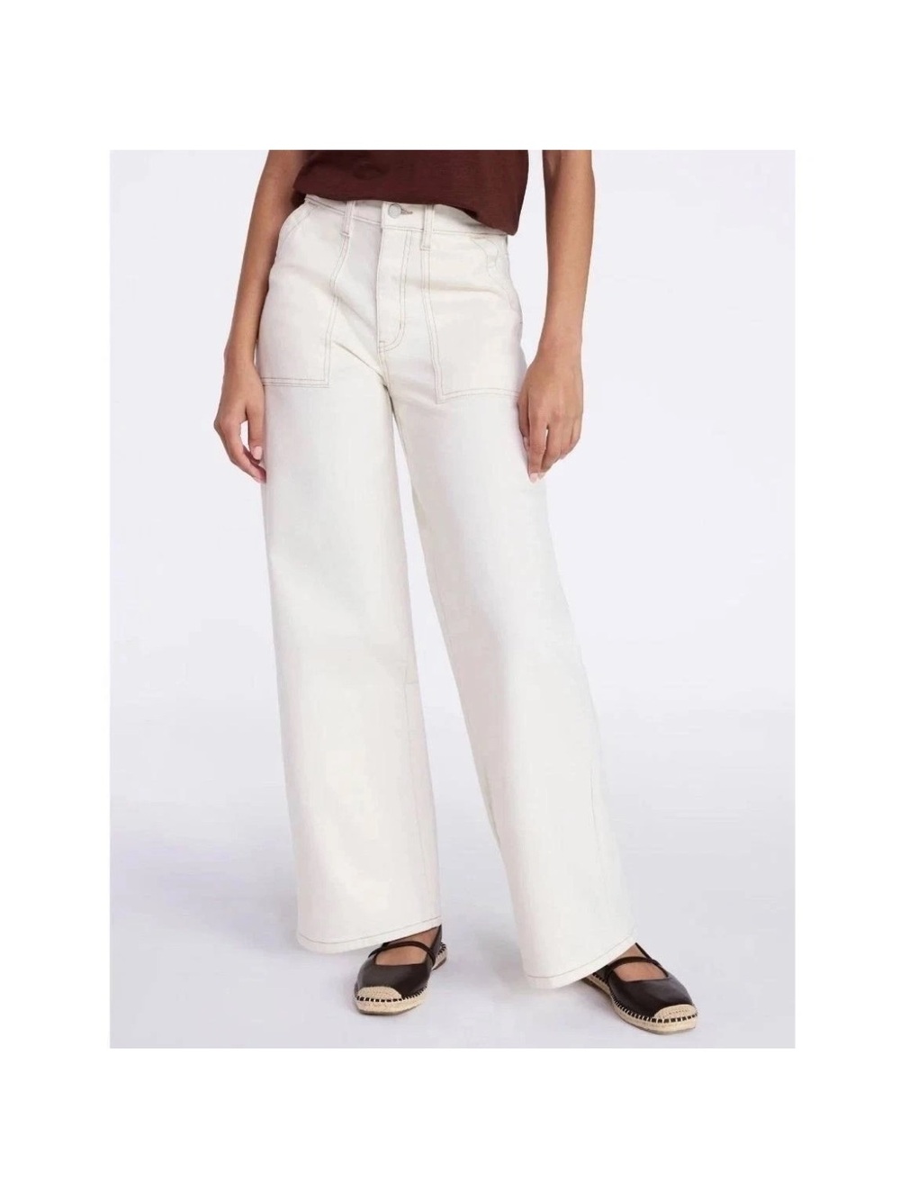 Time and Tru Utility Trousers Women 8 Relaxed High Rise Wide Leg Pants